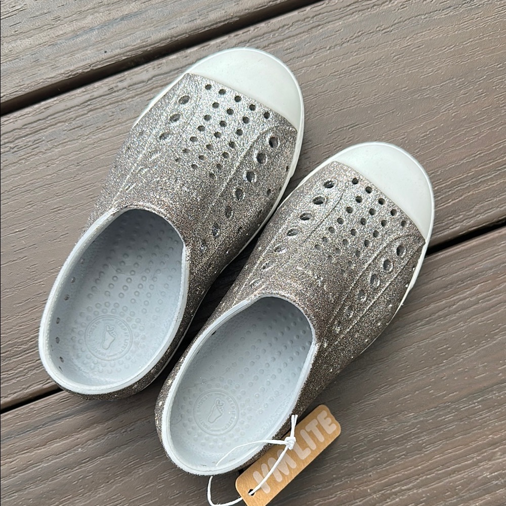 Silver Glitter Slip-On Shoes